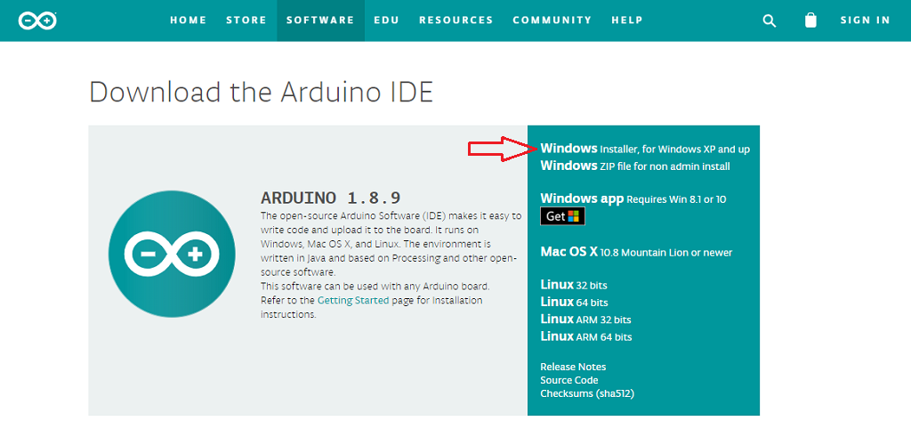 Arduino for Windows Installer, for Windows XP and up