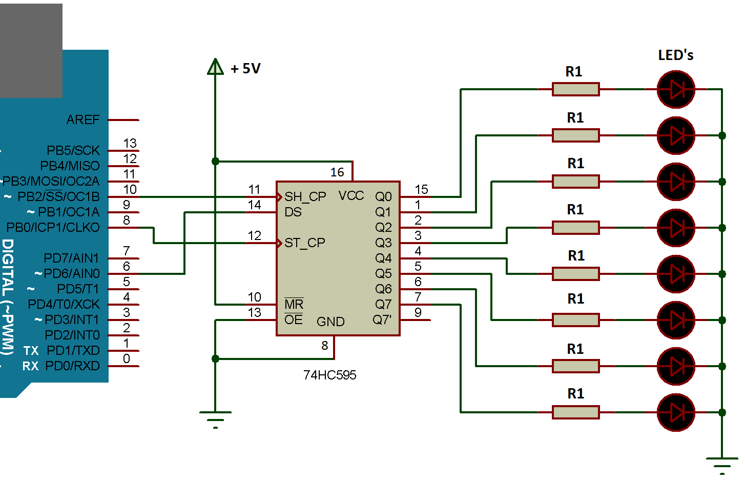 shift register using spi arduino