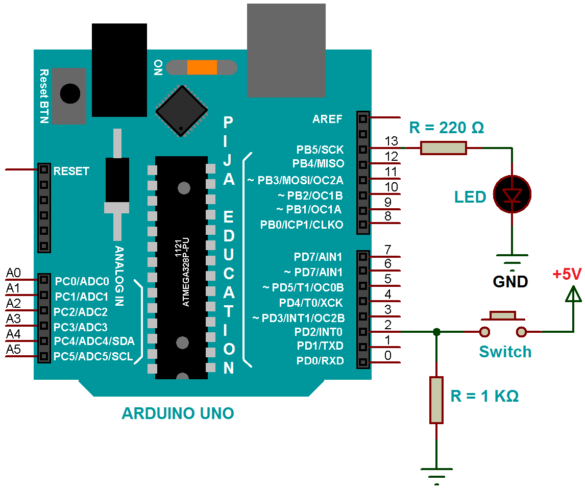 Interfacing of Switch Arduino (Turn ON LED Using a Switch)